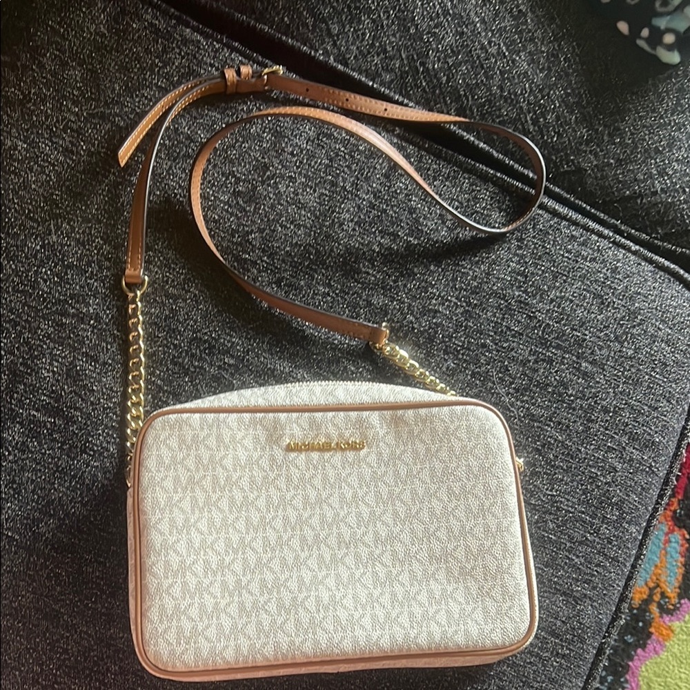 Michael Kors Beige and Gold Crossbody Bag